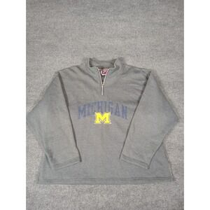VINTAGE Michigan Wolverines 90's Pro Player Mens 1/4 Zip Lined Fleece Jacket 2XL